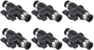 Allecto - Pneumatische Connectoren - 6 mm - Kogelkraan voor Slangen - Nikkel - Perslucht Snelkoppeling - Ideaal voor Pneumatiek - 6 Stuks
