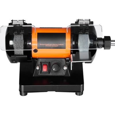 Ponceuse polisseuse d'établi, Vitesse réglable de 8300 à 10600 tr/min, Machine à polir et à lustrer avec meules de ponçage, en fibre et en laine, Kit d'accessoires de 100 pièces,
