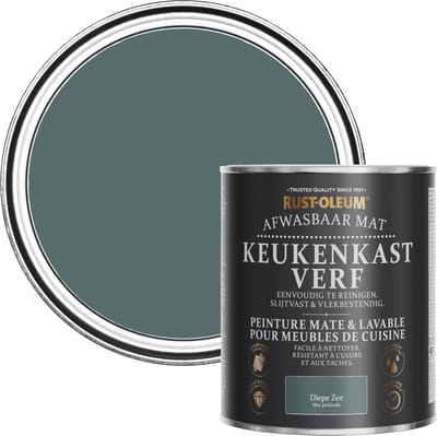 Rust-Oleum Groen Afwasbaar Mat Keukenkastverf - Diepe Zee 750ml