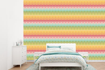 Behang - Fotobehang Patroon - Regenboog - Retro - Breedte 360 cm x hoogte 260 cm