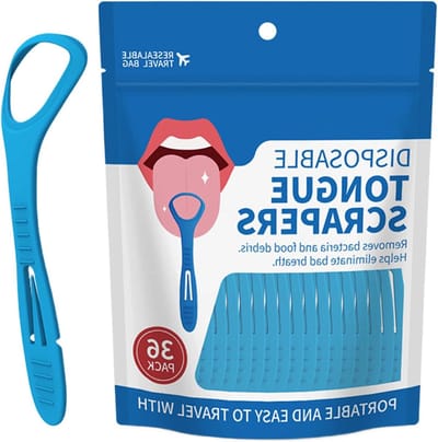 Tongreiniger Set - Mondverzorging Borstel - Frisse Adem - Antislip Handgreep - 36 Stuks - Blauw
