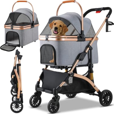 3-in-1 Hondenkinderwagen Opvouwbaar met Netvenster voor Kleine Honden en Katten tot 20 kg