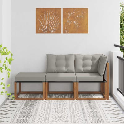 vidaXL - 3 - st - Modulaire - buitensofa-eenheden - Natuurlijk - en - Licht - Grijs