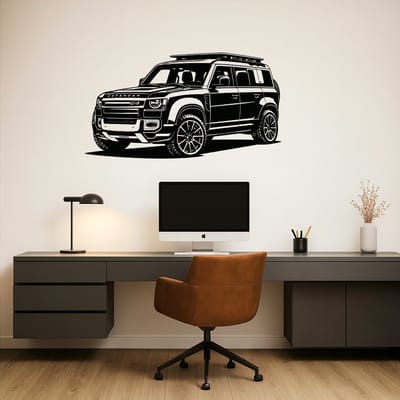 BR2Laser Land Rover Defender 2020 – Wanddecoratie – Lasergesneden Hout – Autokunst – 35 cm Breed