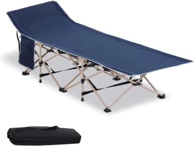 Veldbed - Kampeerbed - Vouwbed - Ligbed - Stretcher- Campingbedje - Opvouwbaar - 1 Persoons - Blauw