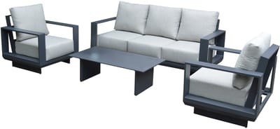 Avellino stoel bank loungeset 4 delig antraciet aluminium soft grey