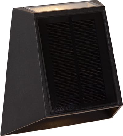 Lucide LUTON - Wandlamp - Zonne-energie - LED Dimbaar - 1x2W 2700K/3000K - IP54 - Beweging & dag/nacht sensor - Zwart