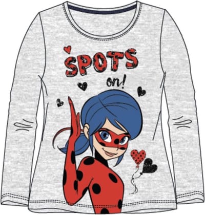 Ladybug Miraculous t-shirt - grijs - Maat 110 / 5 jaar