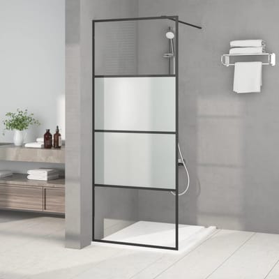 vidaXL - Inloopdouchewand - 80x195 - cm - halfmat - ESG-glas - zwart