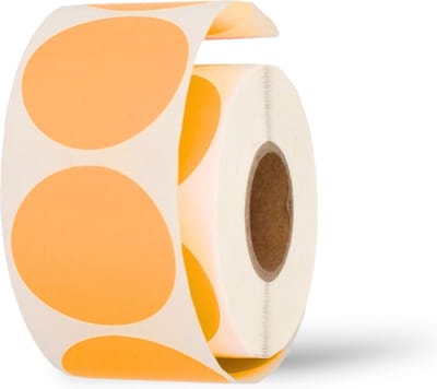 Etiket - Reclame-etiket - papier - permanent - ∅35mm - fluor/oranje - rol à 1000 stuks