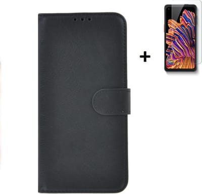 Samsung Galaxy Xcover 5 Hoesje - Samsung Galaxy Xcover 5 Screenprotector - Samsung Xcover 5 Hoes Wallet Bookcase Zwart + Screenprotector