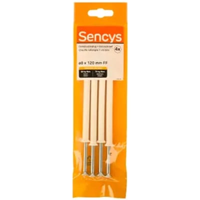 Sencys Plug Voor Raamkozijn Nylon - Diam. 8x120mm - 4 Stuks