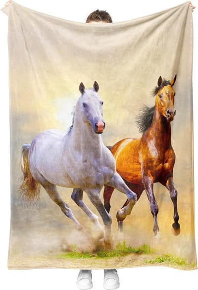 Paard Knuffeldeken - Flanellen Deken - Gezelligheid Thuis - Zacht En Warm - 150 x 200 cm - Stijl 2