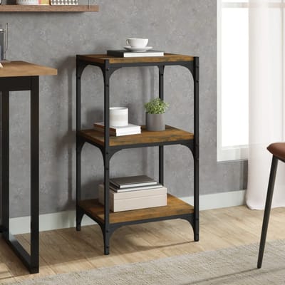 vidaXL - Boekenkast - 40x33x70,5 - cm - bewerkt - hout - en - staal - gerookt - eiken