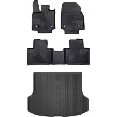 Frogum Voordeelset - Automatenset No.77 + Dry Zone Kofferbakmat - Geschikt voor Lexus RX V (vanaf 2022) - Perfecte Pasvorm - TPE Rubber - Geurloos - Zwart