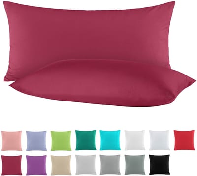 Kussensloop 40 x 80 cm - Katoen 100% - Set van 2 - Bordeauxdonkerrood - Renforcé - Kussenhoezen - Kussenhoes