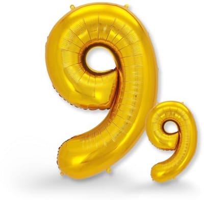Gouden Folieballon 9 - 2 Stuks 100 cm en 38 cm voor 9e Verjaardag, Bruiloft, Jubileum of Feest