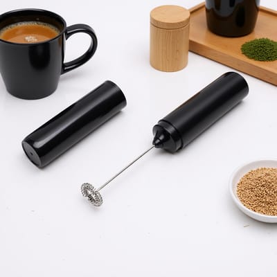 Keuken Handheld Melkopschuimer Oplaadbare Elektrische Garde Schuimmaker Drank Koffie Mixer met Deksel Zwart black