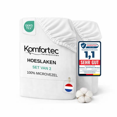 Komfortec Microvezel Hoeslaken set van 2 90x200 cm - 30cm Matrashoogte - Rondom Elastiek Wit