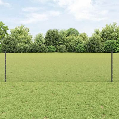 vidaXL - zeshoekig - gaasgek - met - palen - 25 - x - 0,5 - m - PVC-Coated - Staal - Grijs