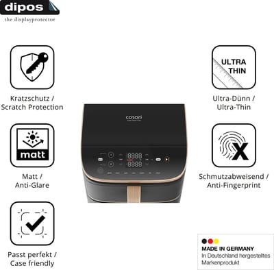 dipos – 2x Matte Beschermfolie geschikt voor Cosori Turbo Tower Pro | Krasbestendige & antireflecterende Screenprotector Ultra-Thin