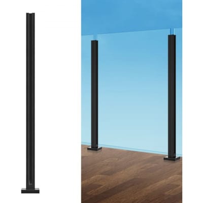 VEVOR Glasklem, 41,34 inch hoge glazen leuningbeugel voor 0,39 tot 0,47 inch dik gehard glas, 304 roestvrijstalen glasmontageklem, glazen plankbeugel voor balkon, tuin, terras, trap, Sch