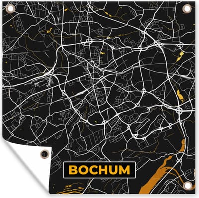 Tuin poster Bochum - Stadskaart - Plattegrond - Kaart - Goud - Duitsland - 200x200 cm - Tuindoek