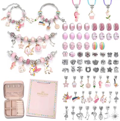 KYDDOI Sieradenset Meisjes - DIY knutselset voor kindersieraden - Met tas - 76-delige set