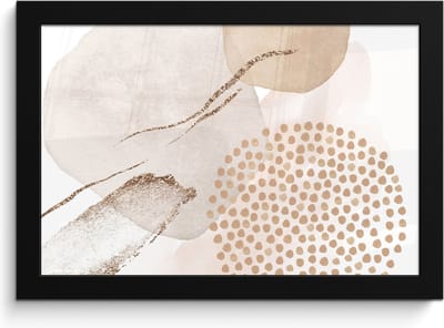 Poster in lijst - Fotolijst 30x20 cm - Posters - Watercolor - Beige - Pastel - Modern - Abstract - Posterlijst zwart - Wanddecoratie badkamer - Muurdecoratie WC - Decoratieve accessoires - Toilet muur decoratie