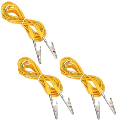 Ronte - Antistatische ESD Aardingskabel met Krokodillenklem - 300 cm lang - Verwijder Geleidende Elektrostatische Lading - Verpakking van 3 stuks (Geel, Groen)