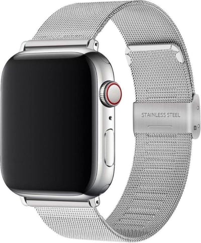 By Qubix - Geschikt voor Apple Watch bandje - Milanese Loop bandje - Zilver - Geschikt voor Apple Watch 38mm / 40mm / 41mm / 42mm - iWatch milanees - smartwatchbandje