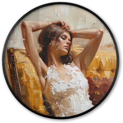 Poster in lijst Rond - Fotolijst 60x60 cm - Posters - Vrouw - Kunst - Abstract - Modern - Ronde posterlijst zwart - Decoratie - Wanddecoratie woonkamer - Muurdecoratie slaapkamer