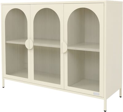Vitrinekast 120x93x40 cm Vitrinekast met 4 opberg-/schapenvakken crème van staal ML design