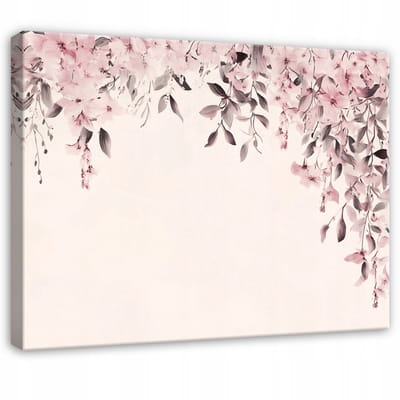 WALLARENA - Canvas schilderij - 100x70 cm - Schilderij van bloemen met hangende bladeren voor slaapkamer, woonkamer en keuken