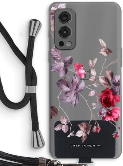 Case Company® - Hoesje met koord geschikt voor OnePlus Nord 2 5G hoesje met Koord - Mooie bloemen - Telefoonhoesje met Zwart Koord - Bescherming aan alle Kanten en Over de Schermrand