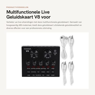 Dailygoods- Geluidskaart V8 Live-uitzending - USB-aansluiting - Draagbare Mixer - Multifunctioneel - Geluidseffecten - Hoogwaardig ABS-materiaal