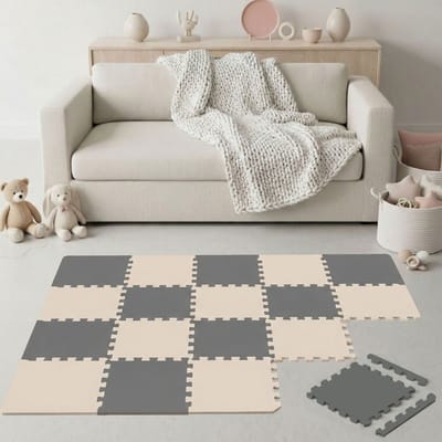 18-delige Kinder Puzzelmat - TÜV-getest - 30x30 cm EVA Foam Tegels met Randen - Opvouwbare Speelmat met Antislip Oppervlak - Isolerende Vloermat voor Kinderkamer