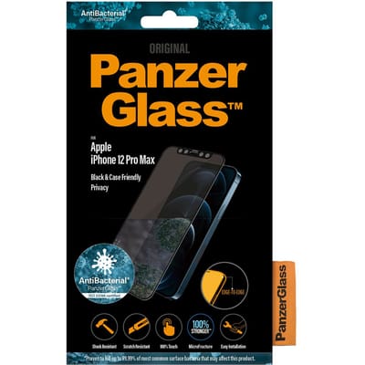 PanzerGlass Screenprotector geschikt voor Apple iPhone 12 Pro Max Glazen | PanzerGlass Edge to Edge Screenprotector Privacy - Case Friendly - Zwart
