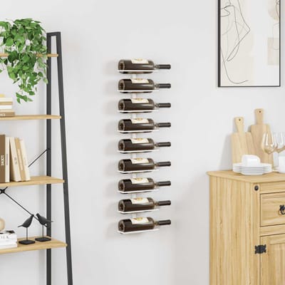 vidaXL - Wijnrek - voor - 9 - flessen - wandmontage - ijzer - wit