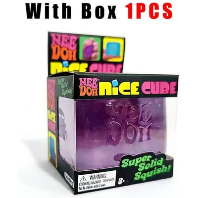 NeeDOH Nice Cube Super Knijp Sensorisch Fidget Speelgoed Doorschijnend Rood Stressverlichting Knijpbare Kubus voor Kinderen Volwassenen Angstverlichting paars
