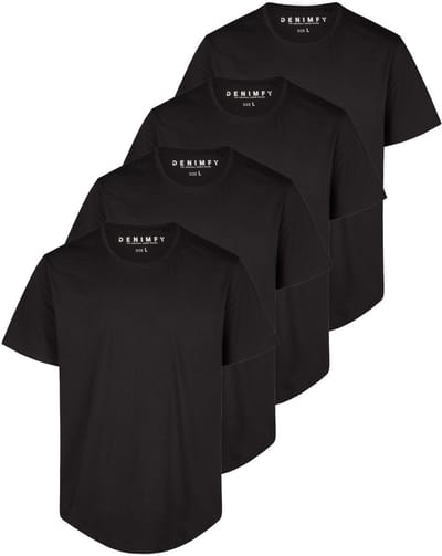 DENIMFY Heren T-Shirt DFPaco 4 Pack regular fit Zwart S Ronde Hals Volwassenen gemaakt van 100% katoen