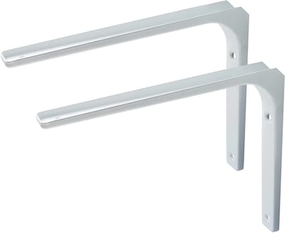 4 Stuks Wandbeugels voor Planken, 90 Graden L-vormige Hoek, Metalen Planksteunen 300mm x 250mm, Stevige Plankdragers voor Wandmontage in Wit Afwerking