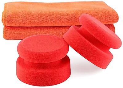 Hand Polijsten Spons 100x100mm - Microfiber Polijstpads met Ergonomisch Handvat voor Auto Reiniging en Waxen