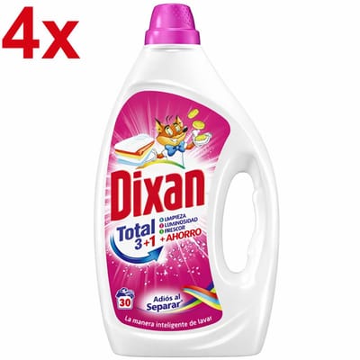 Dixan - Total 3+1 - Effective Cleaning Action - Vloeibaar Wasmiddel - 4x 1,5L - 120 Wasbeurten - Voordeelverpakking