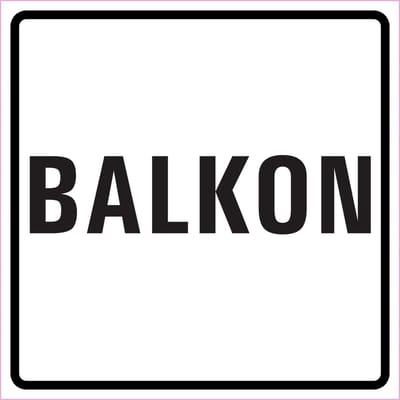 Balkon sticker, wit zwart 100 x 100 mm
