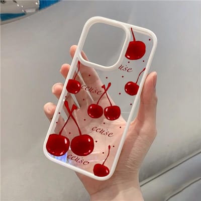 Engels Rood Kersen Konijn Hoesje Voor iPhone 16 Pro Hoesjes iPhone 11 12 13 14 15 Pro Max 7 8 Plus X XR XS SE Transparante Siliconen Cover For iPhone 16 Plus