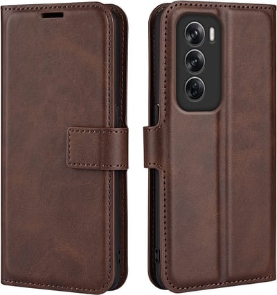 Coverup Hoesje - Geschikt voor OPPO Reno12 Pro Hoesje - Coverup Deluxe Book Case - Donkerbruin