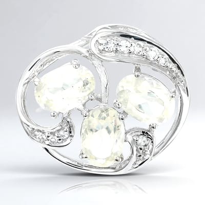 Cavill - Zilveren hanger - 925 Sterling Zilver - Zilveren Ovale Zonnesteen 1,39 ct - Witte Topaas Rond 0,07 ct - Elegante Sieraad Dames