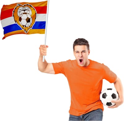 Folat Vlag Met Stok Oranje Leeuw 70 X 50 Cm Oranje
