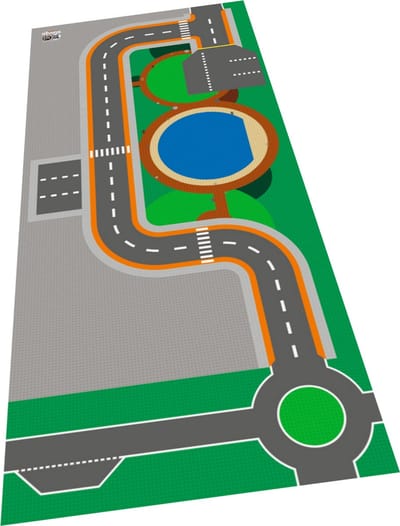 BrickDoo's BrickMaps 12437001 Park in Town - Wegplaat speelmat geschikt voor LEGO City - Formaat gelijk aan 3x7 bouwplaat